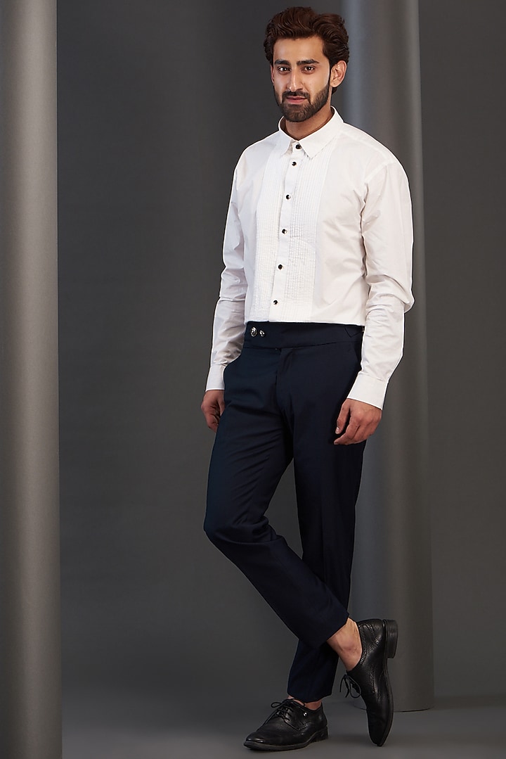 Blue Imported Italian Fabric Tuxedo Set by Kudrat Couture at Pernia's Pop Up Shop