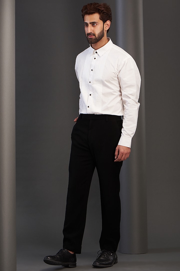Black Imported Italian Fabric Hand Embroidered Tuxedo Set by Kudrat Couture at Pernia's Pop Up Shop