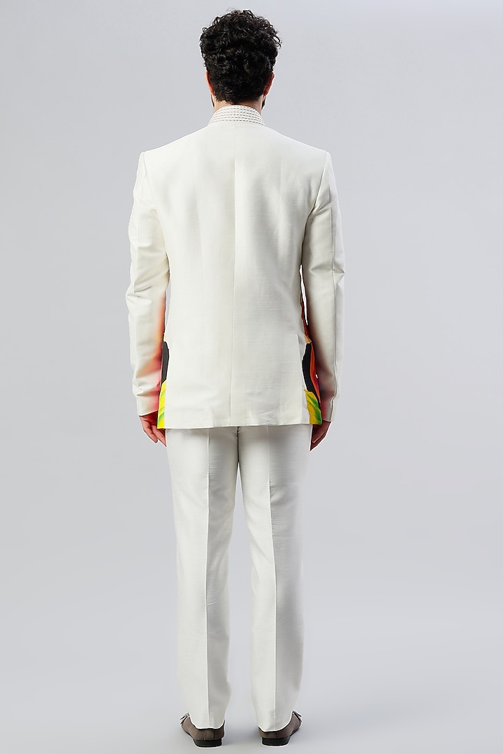 Off-White Hand Painted Wedding Bandhgala Jacket Set by Kudrat Couture at Pernia's Pop Up Shop