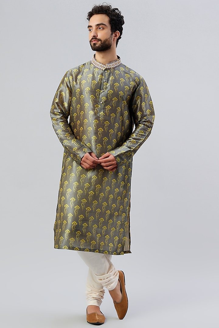 Green Embroidered Kurta by Kudrat Couture