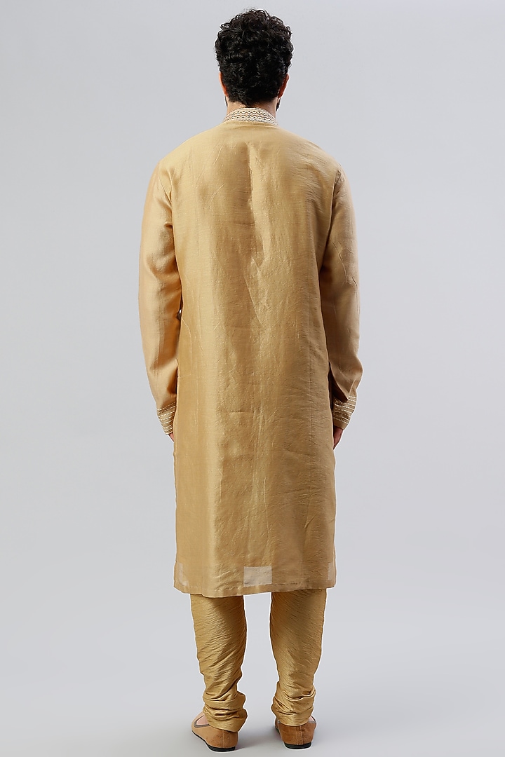 Gold Hand Embroidered Kurta Set by Kudrat Couture at Pernia's Pop Up Shop