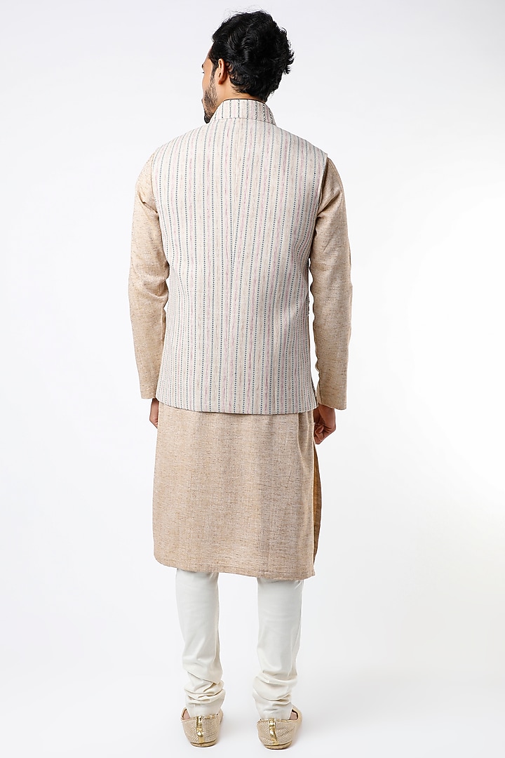 Khadi Kurta Set With Nehru Jacket by Kudrat Couture at Pernia's Pop Up Shop