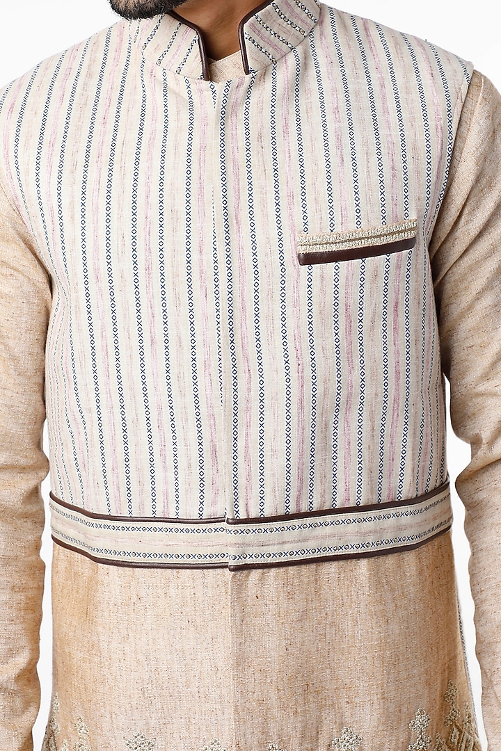 Khadi Kurta Set With Nehru Jacket by Kudrat Couture at Pernia's Pop Up Shop