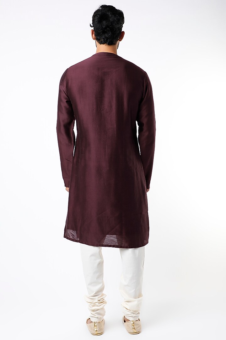 Wine Chanderi Kurta Set by Kudrat Couture at Pernia's Pop Up Shop
