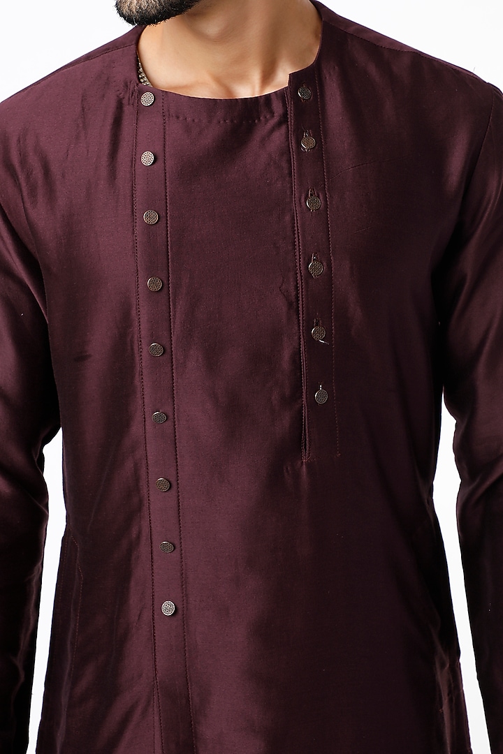 Wine Chanderi Kurta Set by Kudrat Couture at Pernia's Pop Up Shop