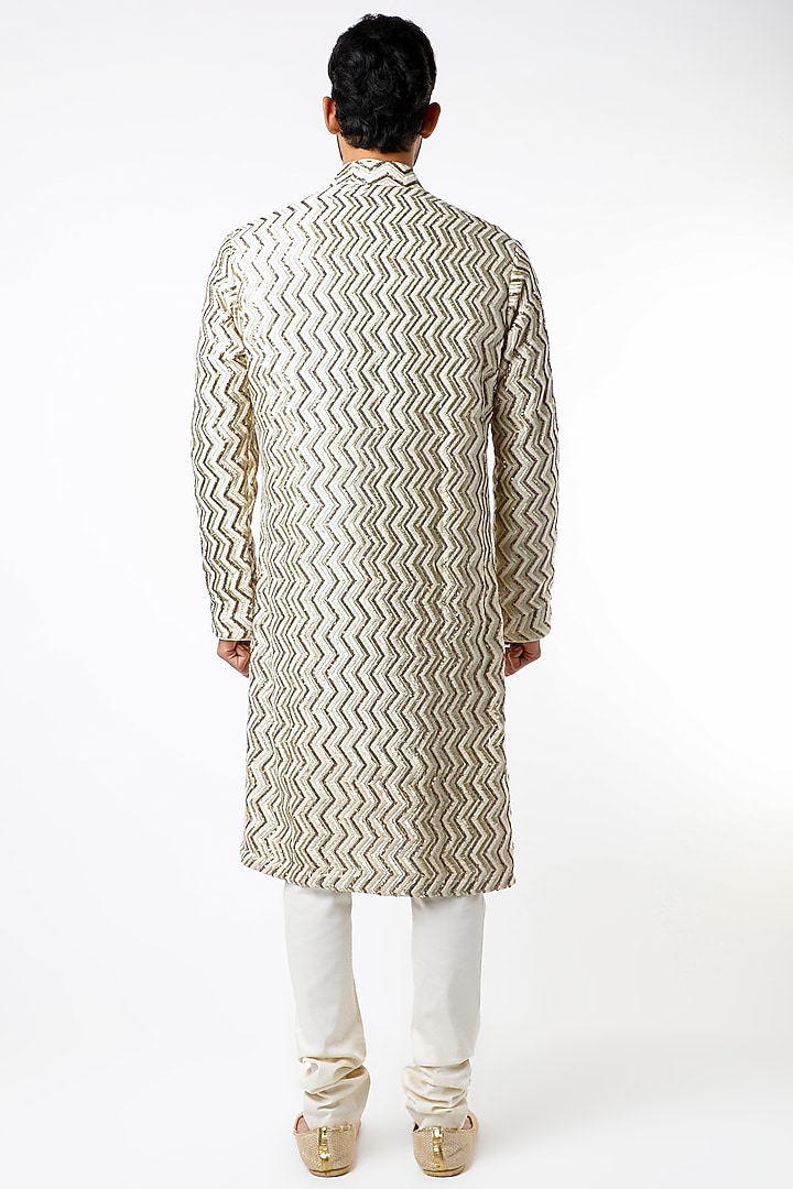 Nude Embroidered Kurta Set by Kudrat Couture at Pernia's Pop Up Shop