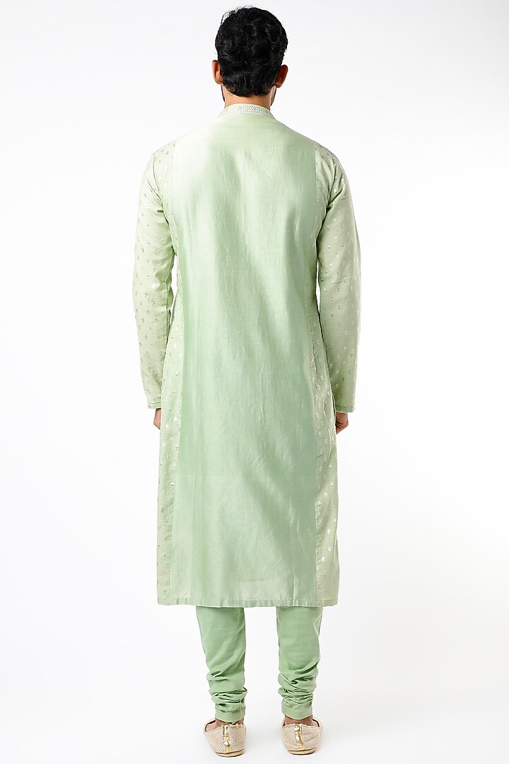 Mint Green Embroidered Kurta Set by Kudrat Couture at Pernia's Pop Up Shop