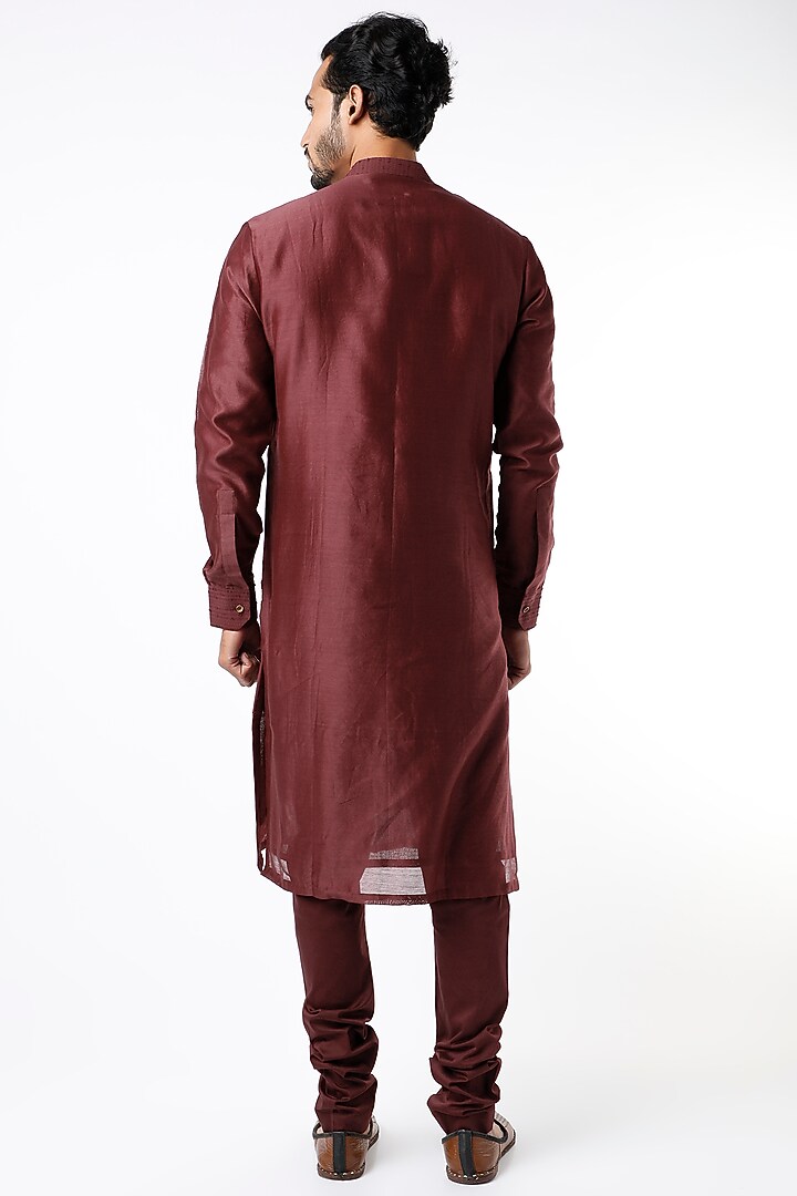 Maroon Embroidered Layered Kurta Set by Kudrat Couture at Pernia's Pop Up Shop