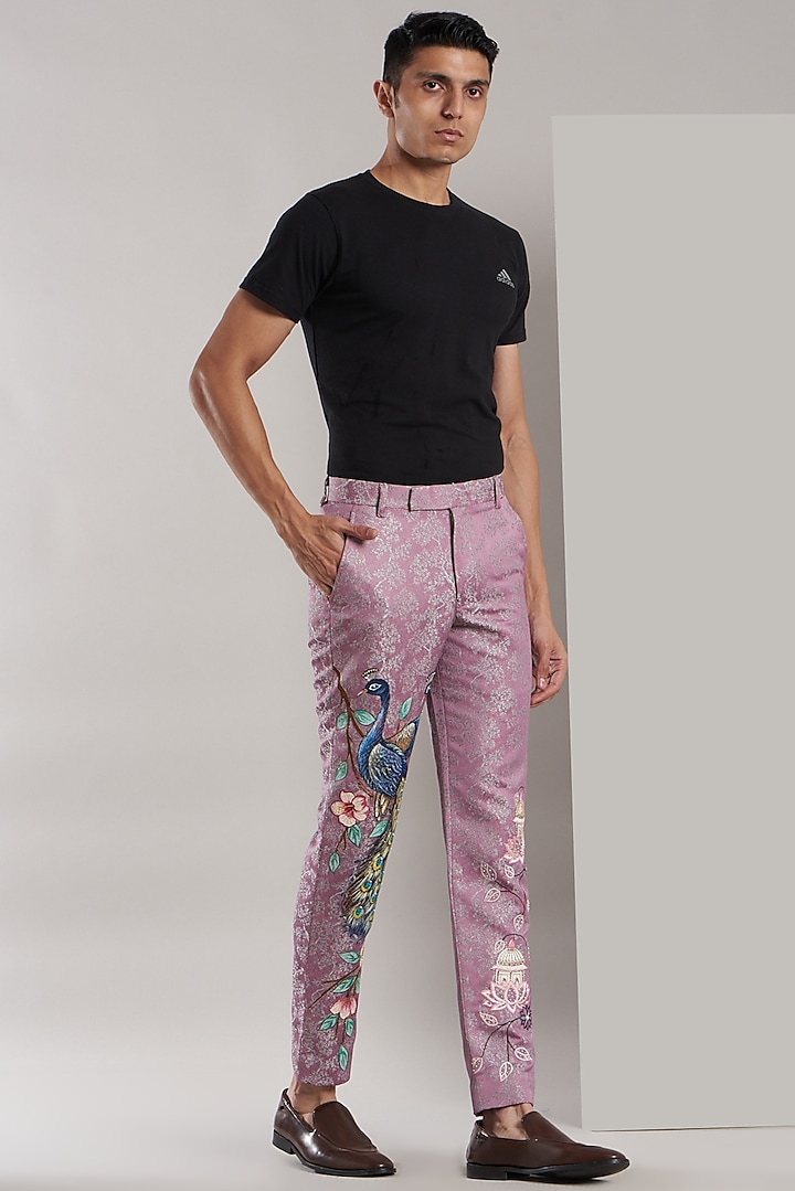 Mauve Hand Painted Pants by Kudrat Couture