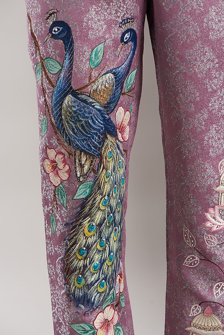 Mauve Hand Painted Pants by Kudrat Couture at Pernia's Pop Up Shop