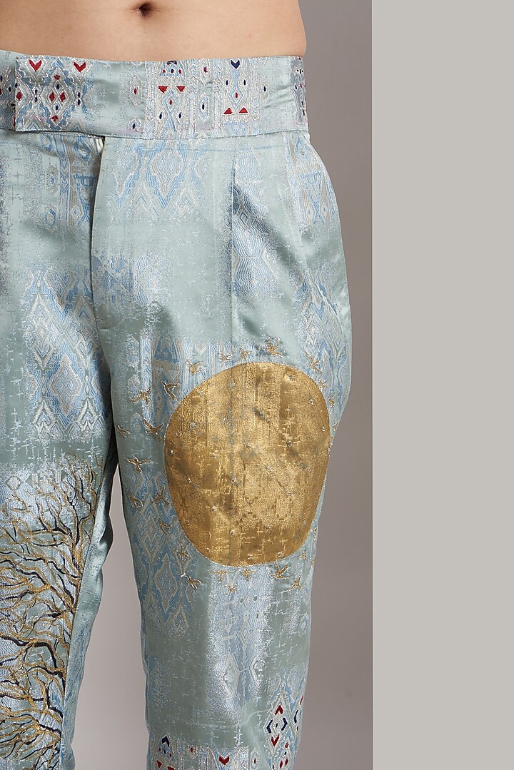 Sky Blue Hand Painted Pants by Kudrat Couture at Pernia's Pop Up Shop