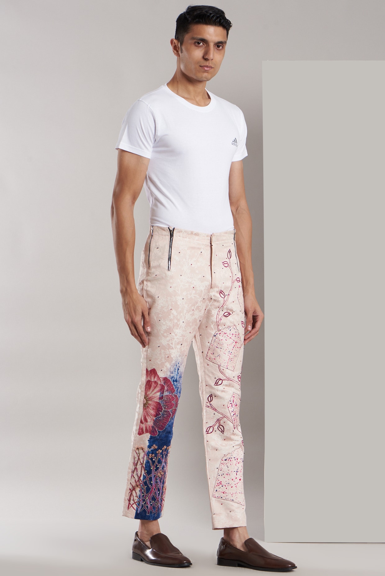 Baby Pink Hand Painted Pants Design by Kudrat Couture at Pernia s