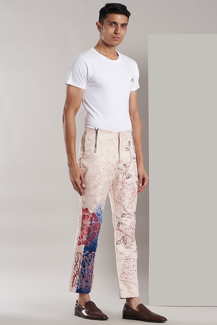 Baby Pink Hand Painted Pants by Kudrat Couture