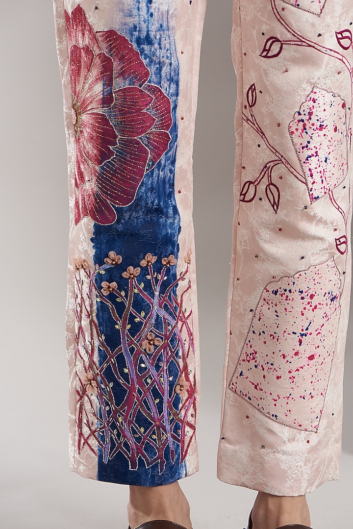 Baby Pink Hand Painted Pants by Kudrat Couture at Pernia's Pop Up Shop