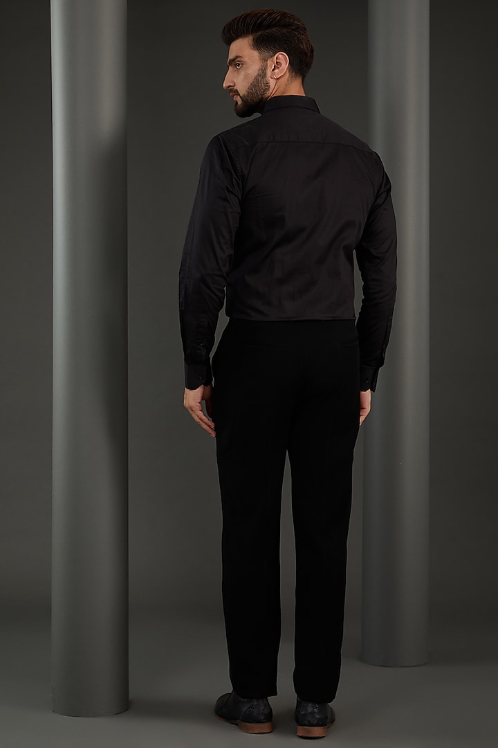Black Imported Italian Fabric Nalki Embroidered Tuxedo Set by Kudrat Couture at Pernia's Pop Up Shop