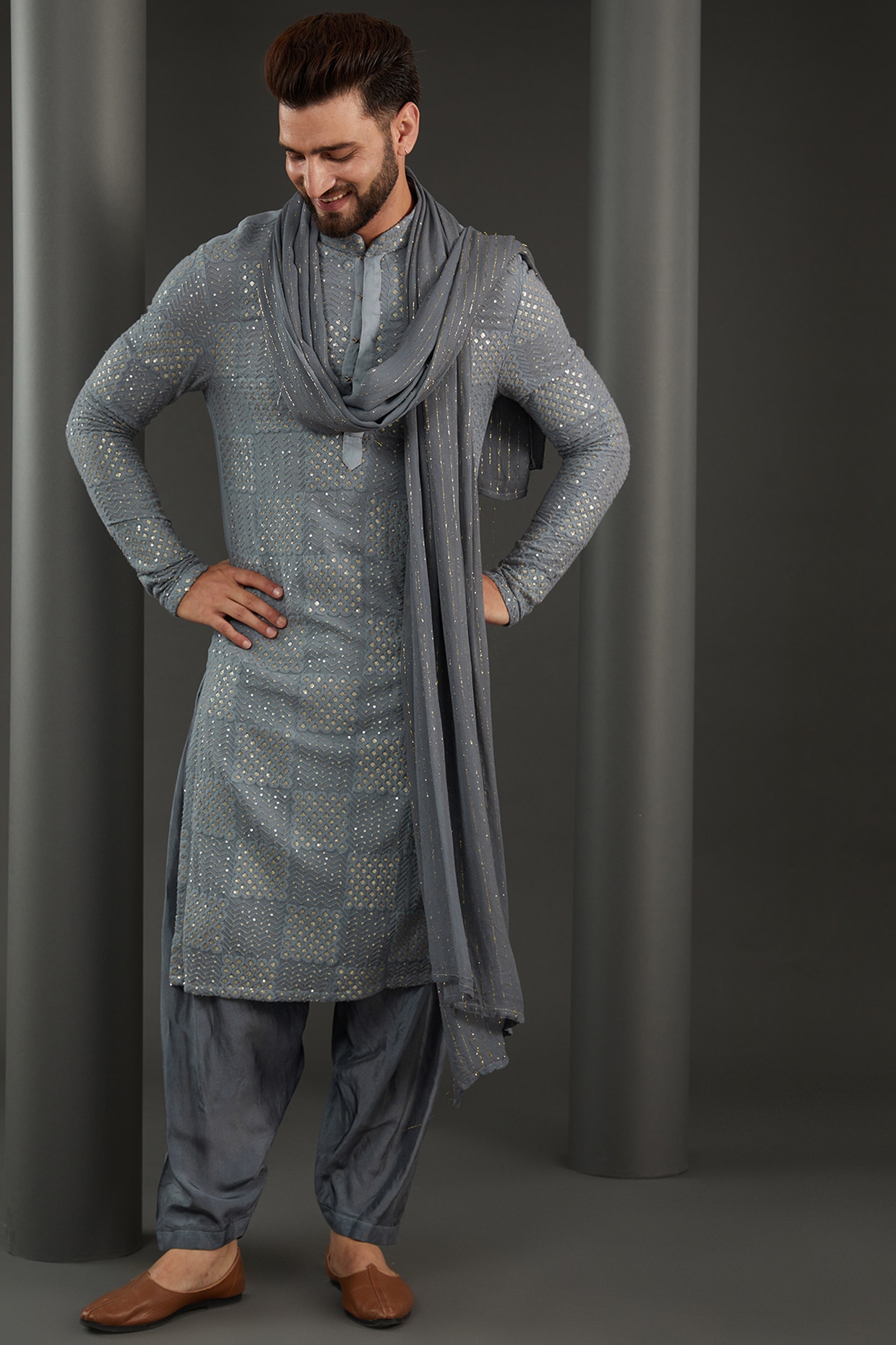 Grey colour kurta online pajama