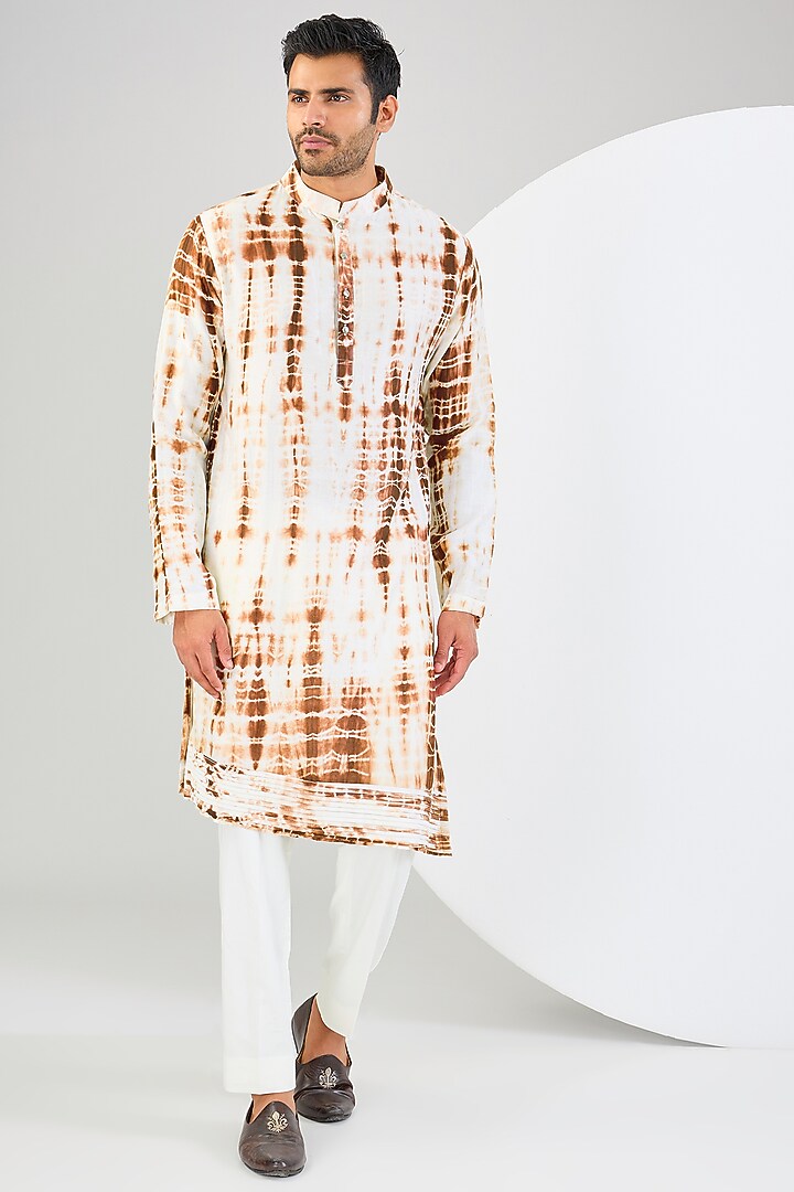 Brown Chanderi Silk Anchor Embroidered Nehru Jacket Set by Kudrat Couture at Pernia's Pop Up Shop