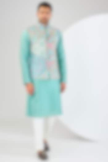 Multi-Colored Brocade Nehru Jacket Set by Kudrat Couture at Pernia's Pop Up Shop