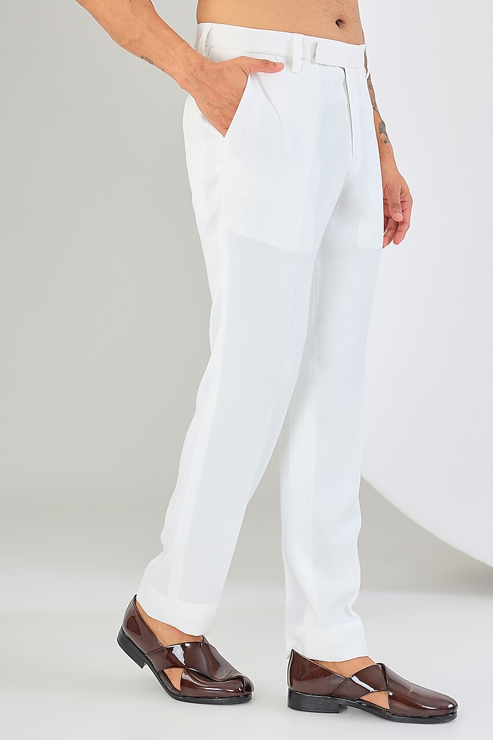 White Italian Fabric Bandhgala Set by Kudrat Couture at Pernia's Pop Up Shop
