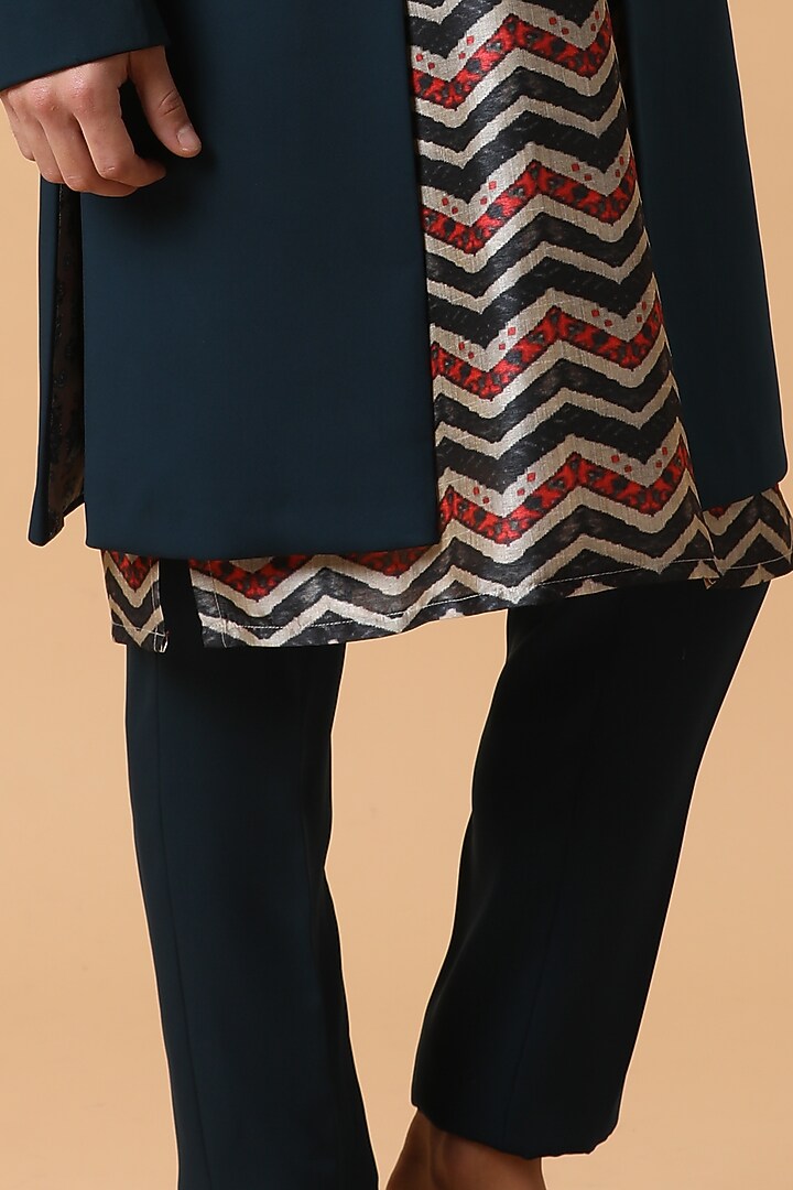 Dark Green Embroidered Wedding Bandhgala Jacket Set by Kudrat Couture at Pernia's Pop Up Shop