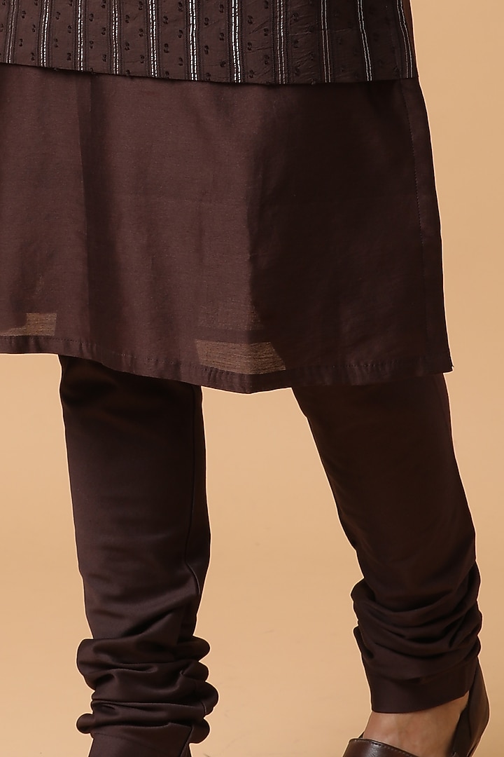 Brown Chanderi Silk Nakshi Embroidered Kurta Set by Kudrat Couture at Pernia's Pop Up Shop