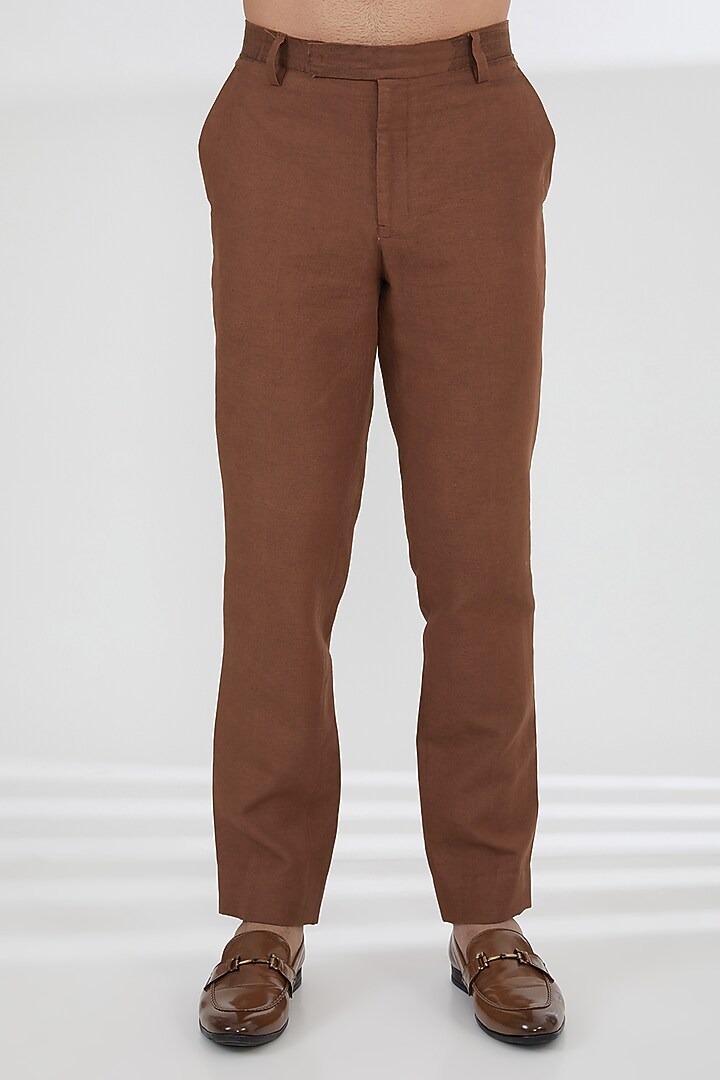 Brown Pure Linen Blazer Set by Kudrat Couture at Pernia's Pop Up Shop
