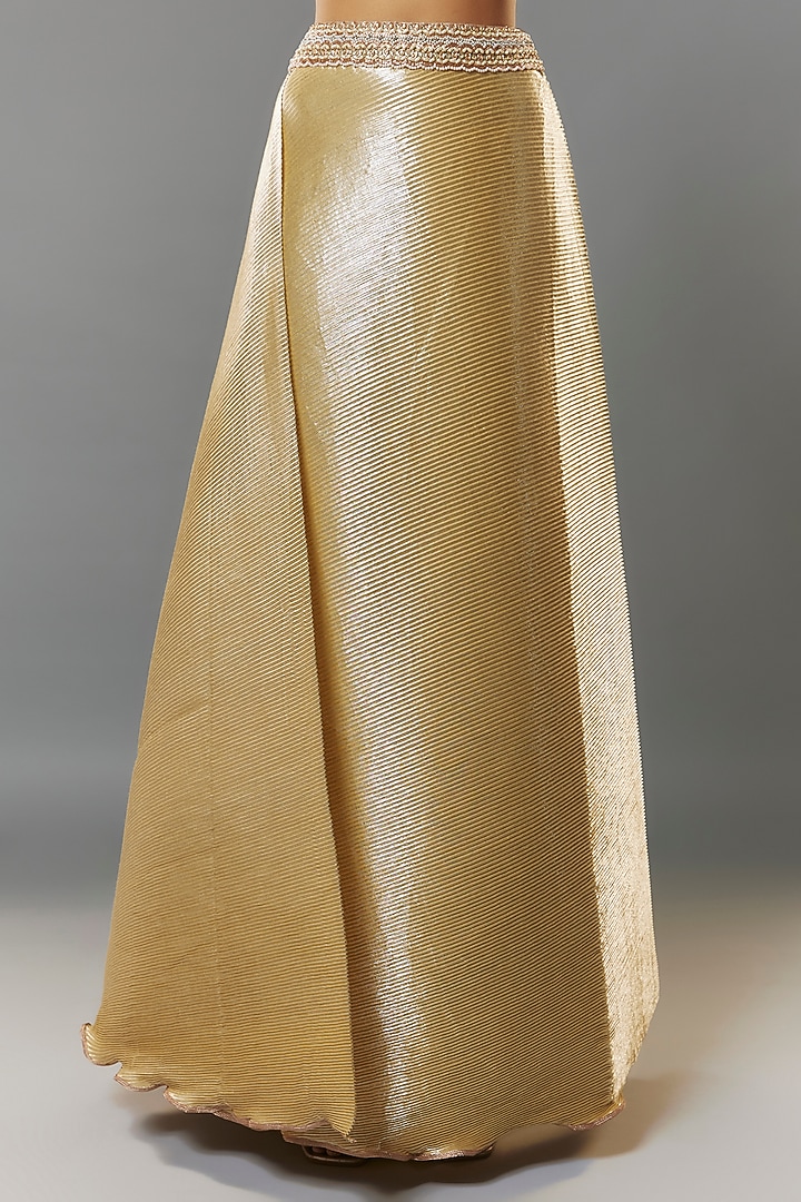 Beige Woven Jacket Set by Kiran Uttam Ghosh at Pernia's Pop Up Shop