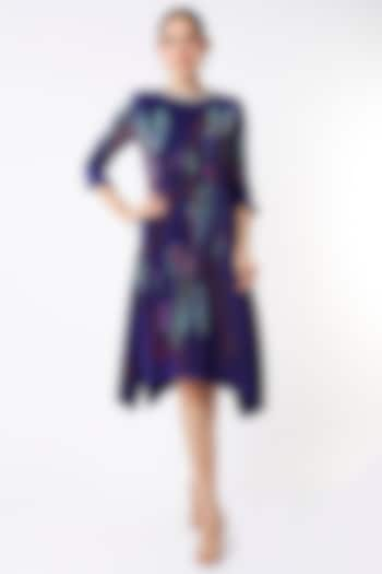 Purple Printed Kaftan by Kiran Uttam Ghosh