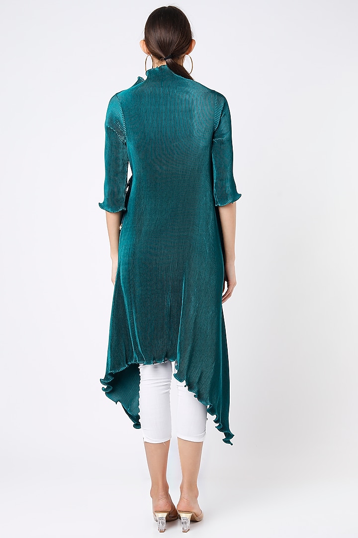 Bluish Green Zardosi Embroidered Wrapped Kurta by Kiran Uttam Ghosh at Pernia's Pop Up Shop