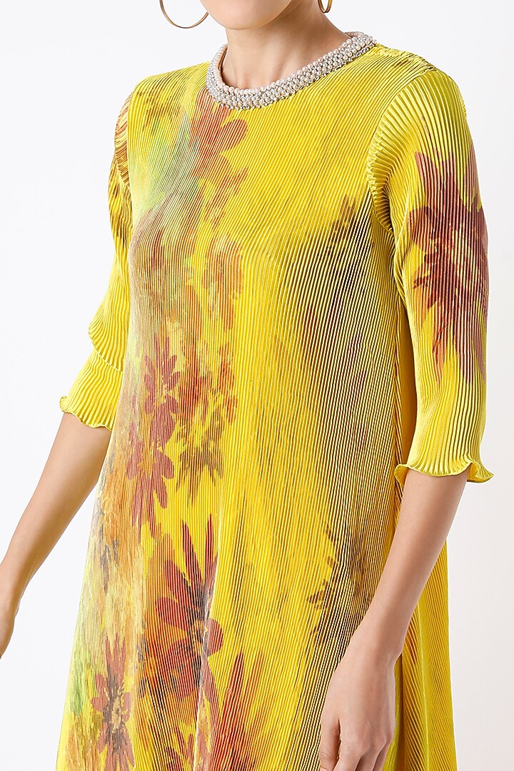 Yellow Digital Printed Kaftan by Kiran Uttam Ghosh at Pernia's Pop Up Shop