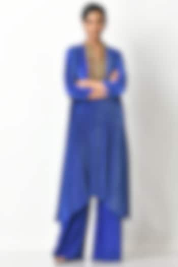 Indigo Embroidered Kaftan by Kiran Uttam Ghosh at Pernia's Pop Up Shop