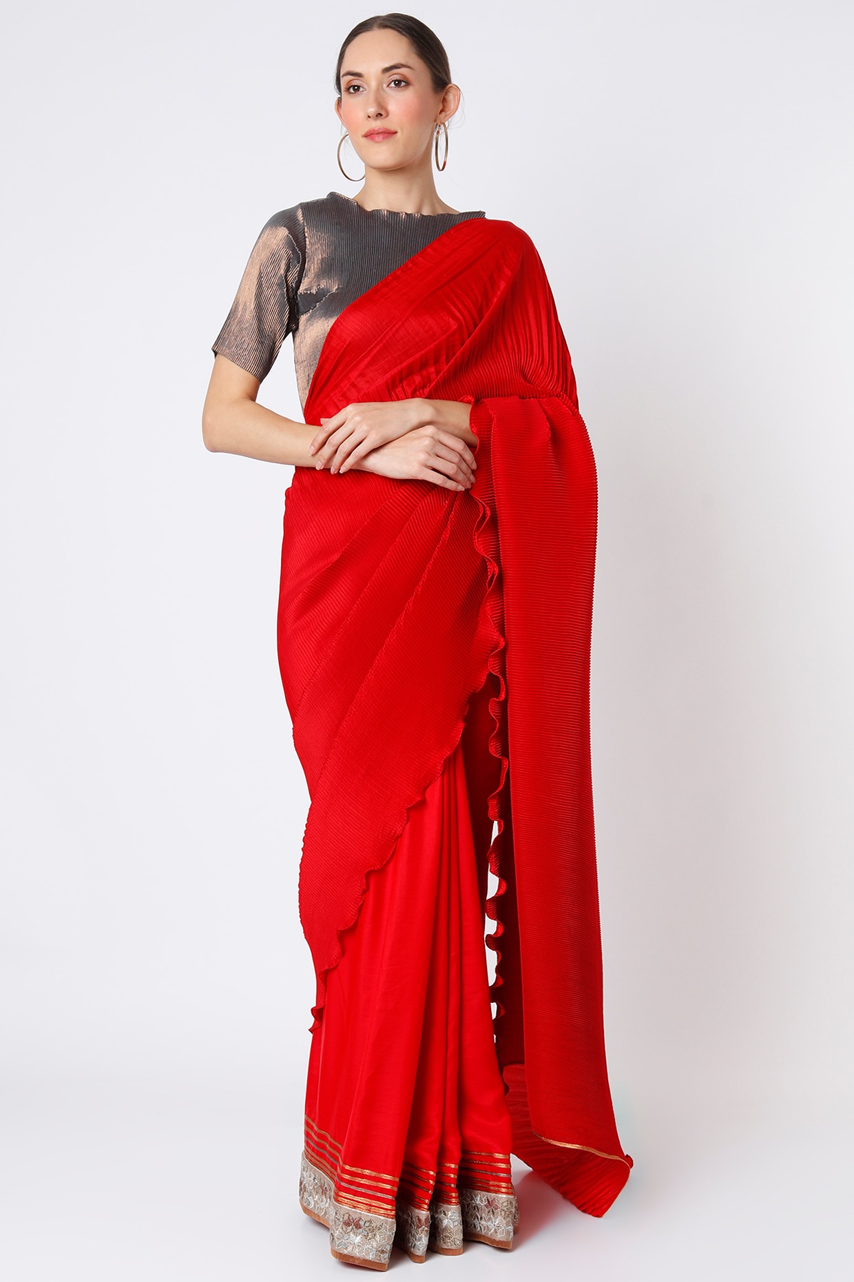 Casual, Festive, Party Wear Red and Maroon color Chiffon fabric Saree :  1769799