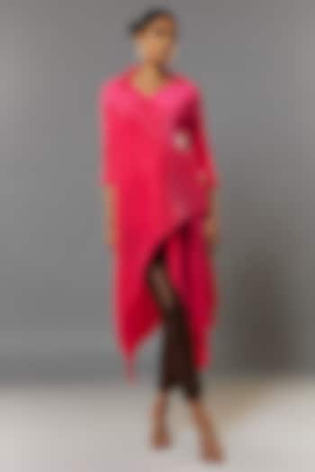 Maroon Tweed Woven Pants by Kiran Uttam Ghosh at Pernia's Pop Up Shop