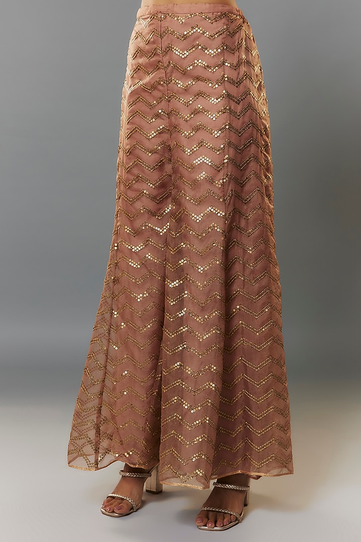 Beige Net Sharara Pants by Kiran Uttam Ghosh at Pernia's Pop Up Shop