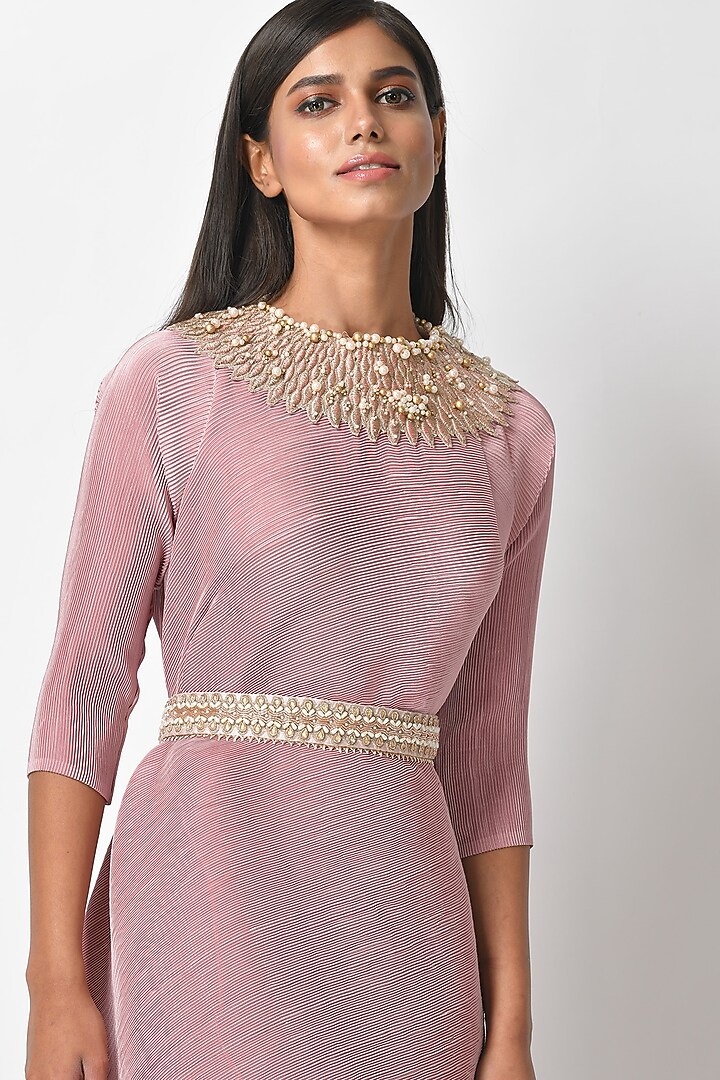 Baby Pink Embroidered Tunic by Kiran Uttam Ghosh at Pernia's Pop Up Shop