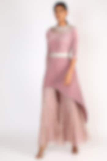 Baby Pink Embroidered Dress by Kiran Uttam Ghosh at Pernia's Pop Up Shop