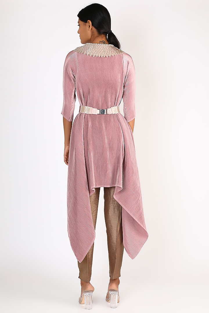Baby Pink Embroidered Vacation Dress by Kiran Uttam Ghosh at Pernia's Pop Up Shop