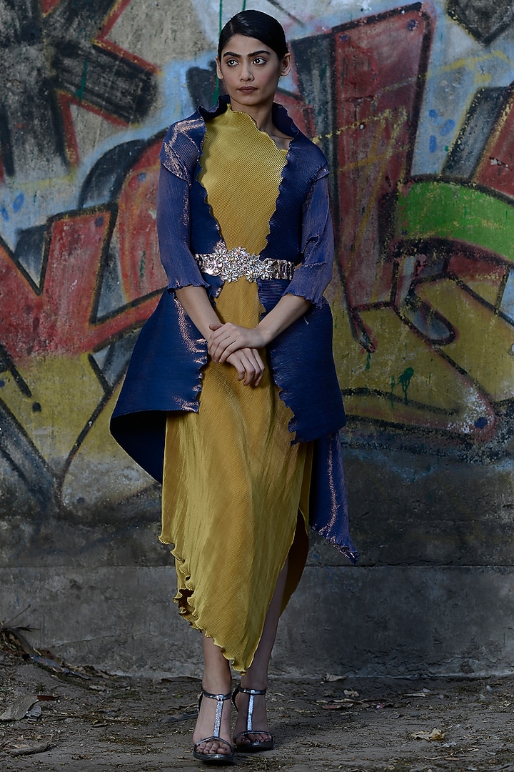 Beige Metallic Belt by Kiran Uttam Ghosh at Pernia's Pop Up Shop