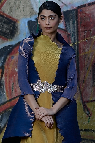 Beige Metallic Belt by Kiran Uttam Ghosh