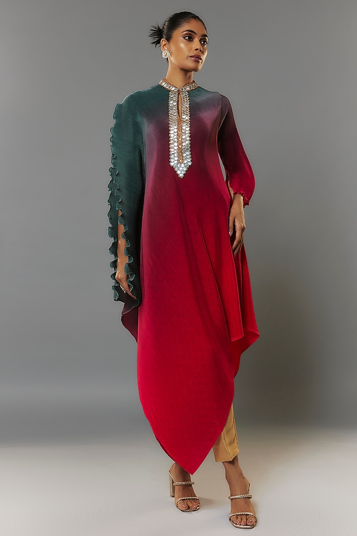 Gold Tweed Woven Pants by Kiran Uttam Ghosh at Pernia's Pop Up Shop