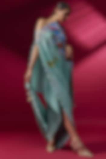 Green Pleated Polyester Draped Tunic by Kiran Uttam Ghosh at Pernia's Pop Up Shop