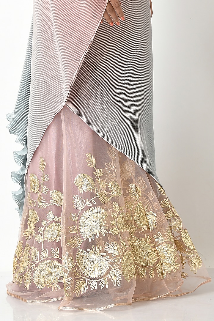 Salmon & Mint Ombre Vacation Dress by Kiran Uttam Ghosh at Pernia's Pop Up Shop