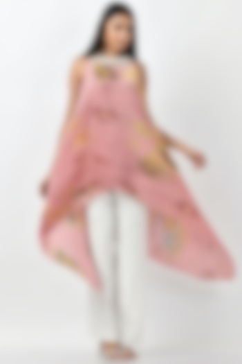 Peach Sepia Printed Kurta by Kiran Uttam Ghosh at Pernia's Pop Up Shop