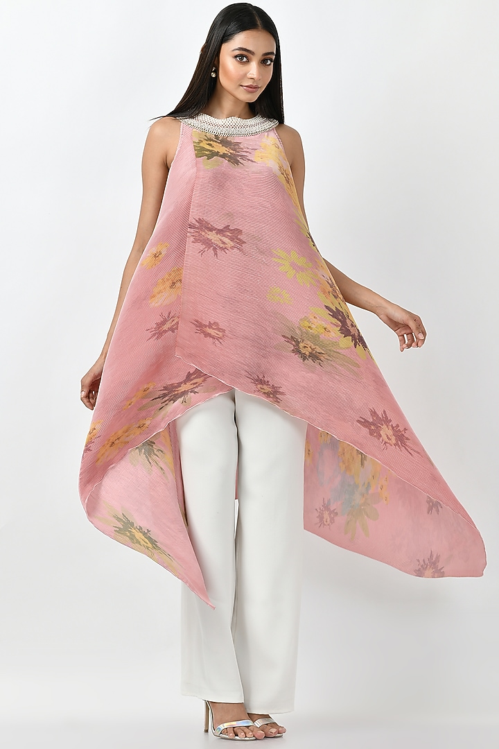 Peach Sepia Printed Kurta by Kiran Uttam Ghosh at Pernia's Pop Up Shop