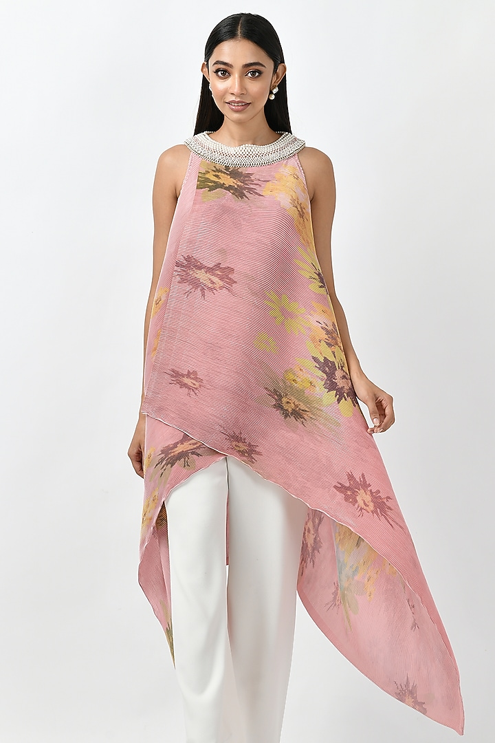 Peach Sepia Printed Kurta by Kiran Uttam Ghosh at Pernia's Pop Up Shop