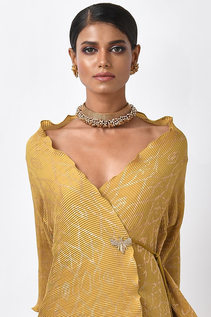 Mustard Printed Wrap by Kiran Uttam Ghosh at Pernia's Pop Up Shop