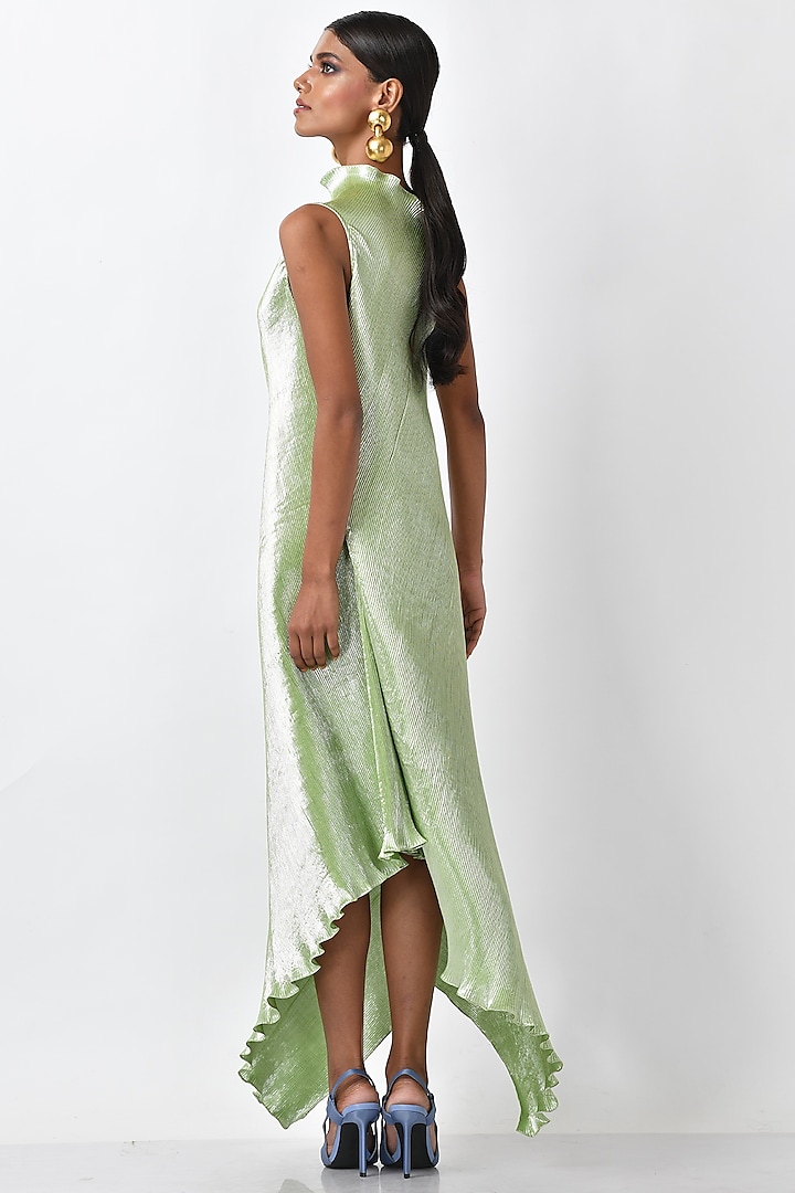 Apple Green Metallic Dress by Kiran Uttam Ghosh at Pernia's Pop Up Shop 2026