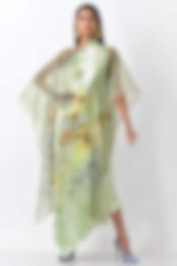 Apple Green Printed Drape by Kiran Uttam Ghosh at Pernia's Pop Up Shop