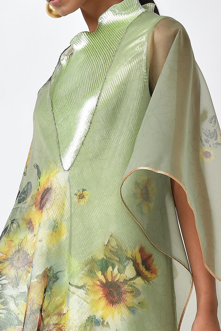Apple Green Printed Drape by Kiran Uttam Ghosh at Pernia's Pop Up Shop