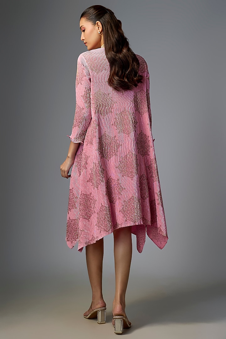 Light Pink Pleated Polyester Kurta by Kiran Uttam Ghosh at Pernia's Pop Up Shop